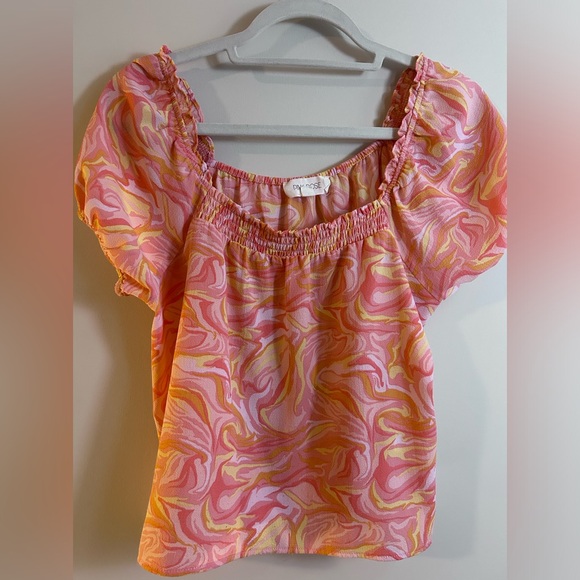 Pink Rose Tops - PINK ROSE • Marble Orange/Pink Top • Med •